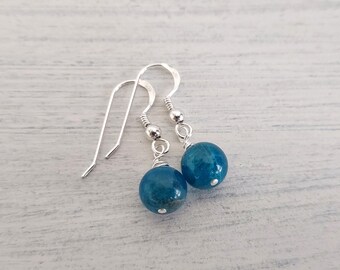 Sky Blue Quartz and Celtic Design Dangle Earrings Genuine Apatite