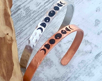Pulsera de fases lunares, regalo celestial, joyería de fases lunares, brazalete, fases de la luna, pulsera de yoga con fases lunares, pulsera de luna bohemia