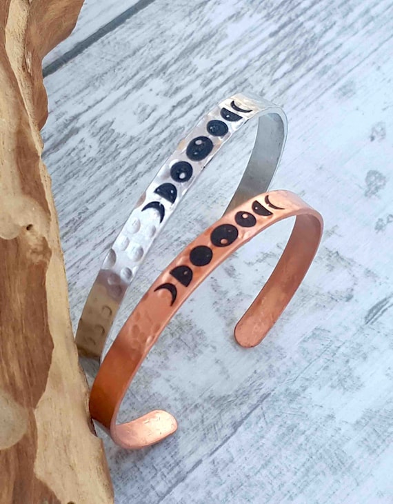 Moon Phase Bracelet, Celestial Gift, Moon Phase Jewelry, Cuff Bracelet, Phases of the Moon, Moon Phases Yoga Bracelet, Boho Moon Bracelet