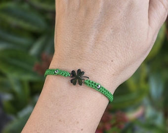 Four Leaf Clover Bracelet - Waterproof Cord and Good Luck Charm - Gifts for Her