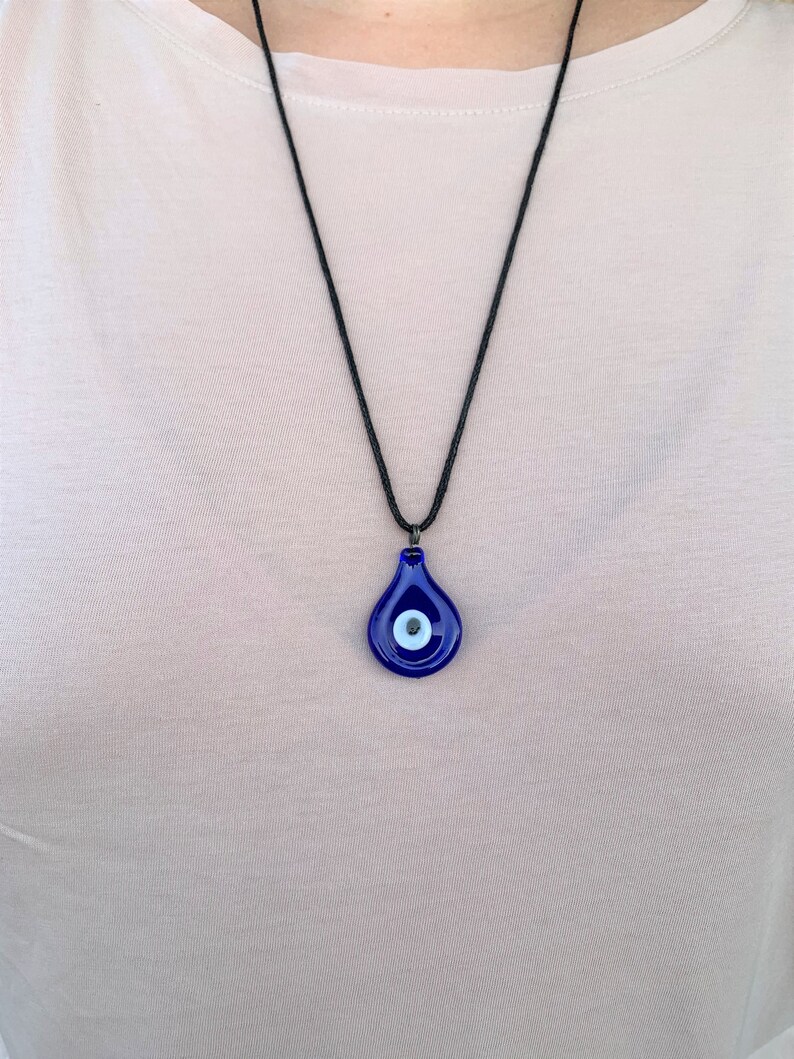Teardrop Glass Evil Eye Necklace Turkish Blue Eye Pendant Etsy UK