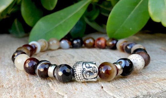 Buddha Bracelet Agate Lotus Seed Silver Buddha Bracelet Meditation Bracelet Yoga Bracelet Lucky Buddha Good Luck Buddha Bracelet