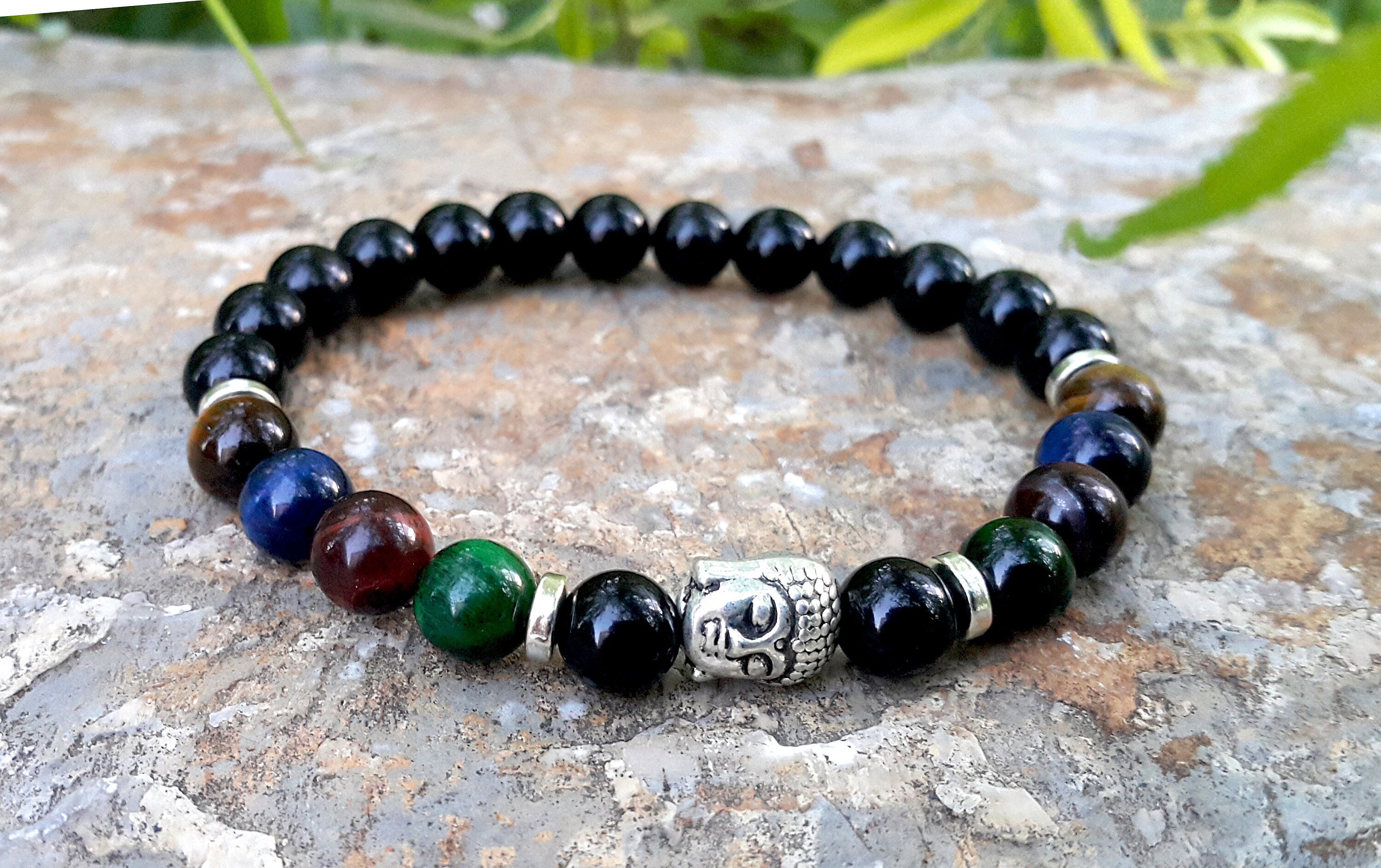 Mens Buddha Bracelet With Black Onyx and Tiger s Eye Etsy Australia