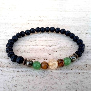 Lava Stone Diffuser Bracelet: Citrine, Aventurine, Tiger Eye, Pyrite