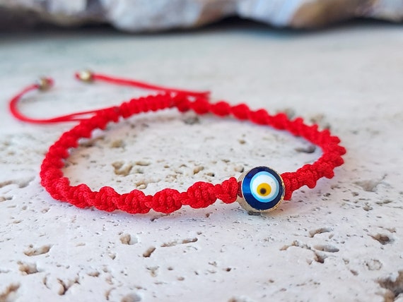 Red String Bracelet Woven, Red Kabbalah Bracelet for Protection