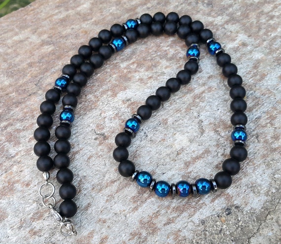 Black and blue necklace deals