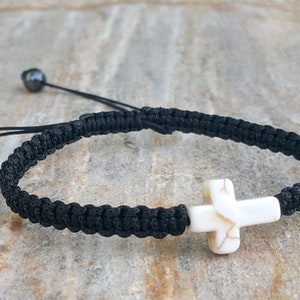Minimalist Cross Bracelet, Adjustable, Unisex, Macrame Cross Bracelet, Christian Bracelet, Faith Religious Jewelry Easter Gifts
