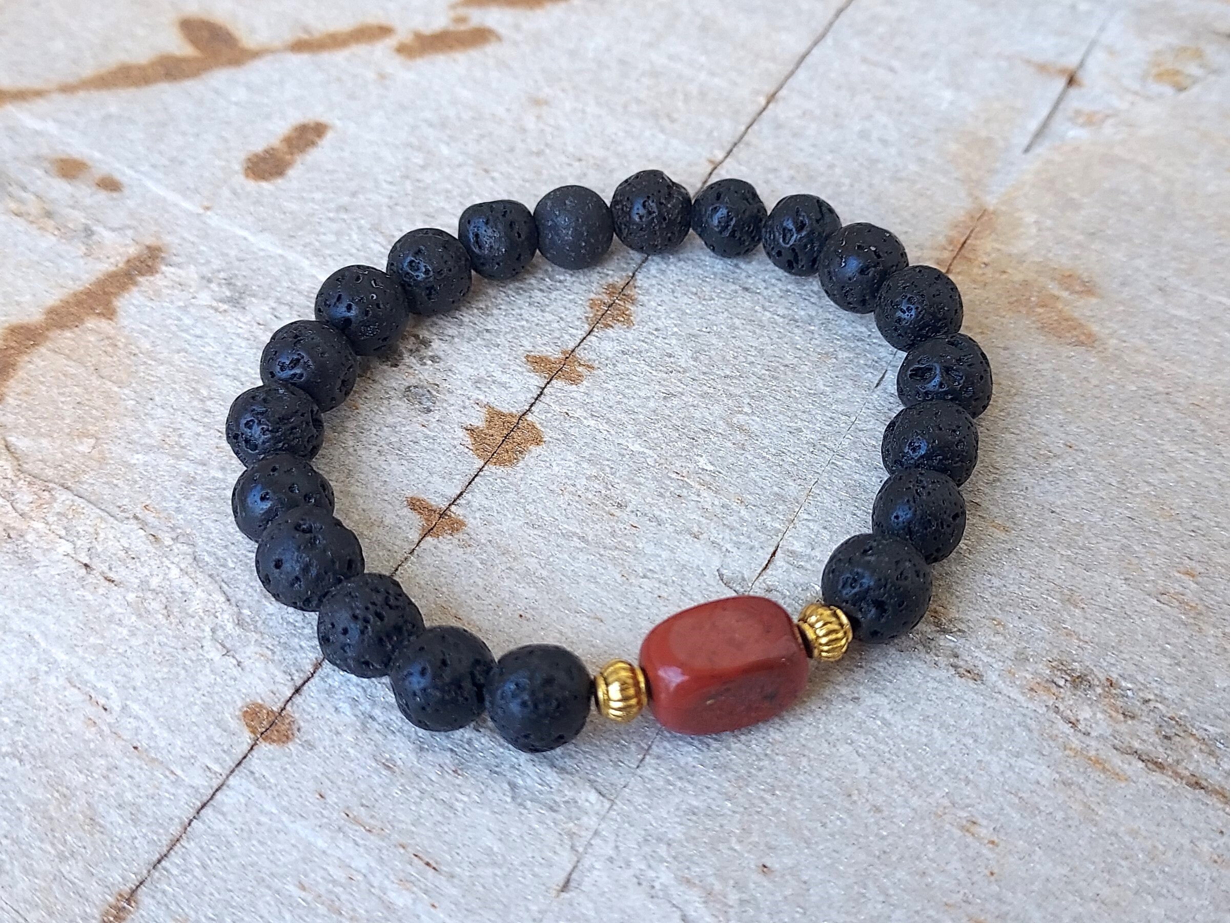 Bracciale Con Cristalli, Roccia Lavica E Oli Essenziali. Regalo per Lei