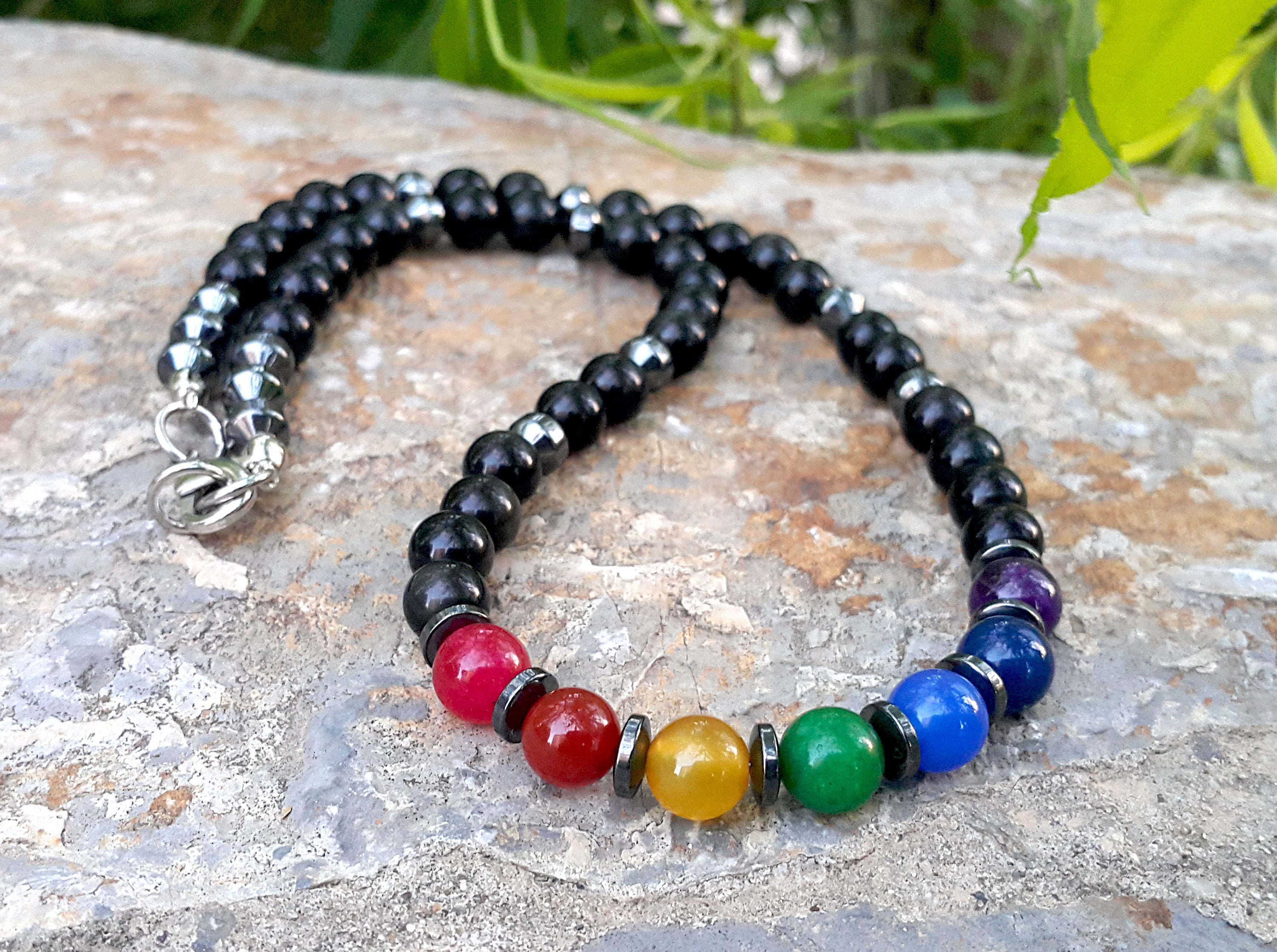 beeded black obsidian necklace beeded black obsidian necklace