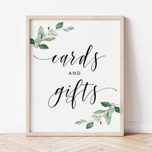 Wedding Gifts Sign Printable Shower Cards And Gifts Sign Greenery Floral Gifts And Cards Sign Greenery Wedding Decorations