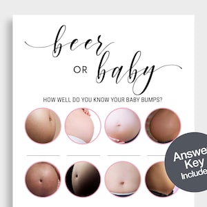 Baby Bump Beer Belly Game Pregnant or Beer Belly Game Baby Shower Games Printable Beer Belly or Baby Bump Shower Game Beer or Baby