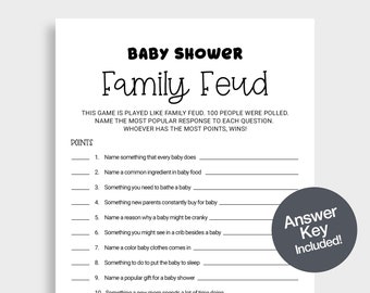 Baby Family Feud Game Gender Neutral Printable Minimal Baby Shower Game Baby Feud Game Fun Baby Shower Game Digital Download
