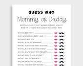 Mommy or Daddy Guess Who Baby Game Printable Baby Shower Games Mom or Dad Game Floral Guess Who Baby Game Mommy Daddy Game DBF6