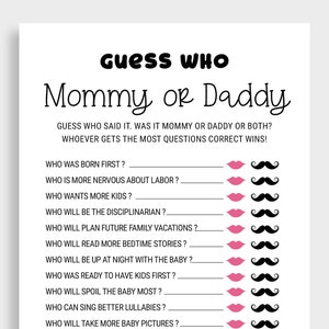 Blumenmuster Mama oder Papa Guess Who Baby-Spiel Printable Baby-Dusche-Spiel Mama oder Papa Spiel Floral Guess Who Baby-Spiel Mommy Daddy Spiel DBF6