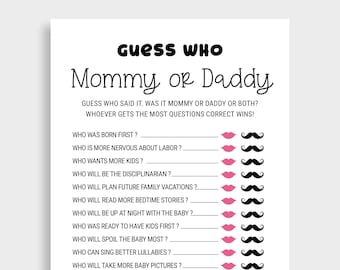 Mommy or Daddy Guess Who Baby Game Printable Baby Shower Games Mom or Dad Game Floral Guess Who Baby Game  Mommy Daddy Game