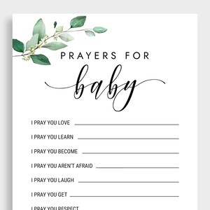 Prayers For Baby Card Well Wishes for Baby Wishes For Baby Printable Instant Download Greenery Baby Shower Gender Neutral KMX2