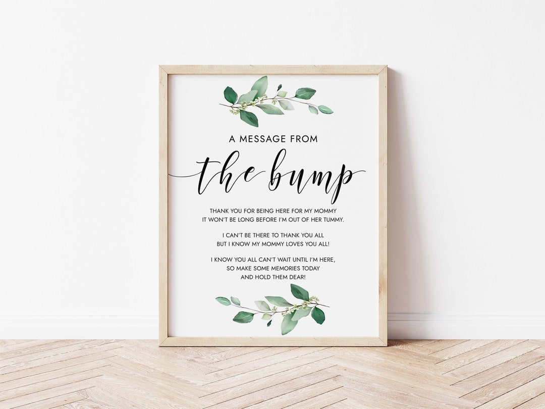 Message From the Bump Sign, Greenery Baby Shower Decor (digital ...