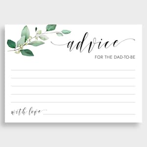 Advies voor papa-to-be-kaarten, Greenery-babyshoweradvieskaart, advies voor papa-kaart, advieskaarten, genderneutrale bohobladeren KMX2