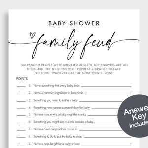 Baby Family Feud Game Gender Neutral Printable Minimal Baby Shower Game Baby Feud Game Fun Baby Shower Game Digital Download CRF7