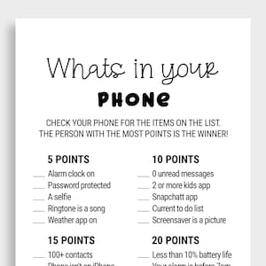 Whats In Your Phone Baby Shower Game Whats In Your Phone Game Whats In Your Cell Phone Game Printable Instant Download DBF6