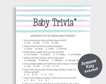 Baby Trivia Shower Game, Gender Neutral (PDF Printable)