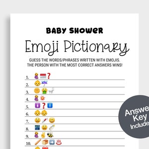 Juego de emojis para baby shower Juego divertido para baby shower Actividad imprimible Descarga instantánea Tarjetas imprimibles de emojis para baby shower Pictionary DBF6