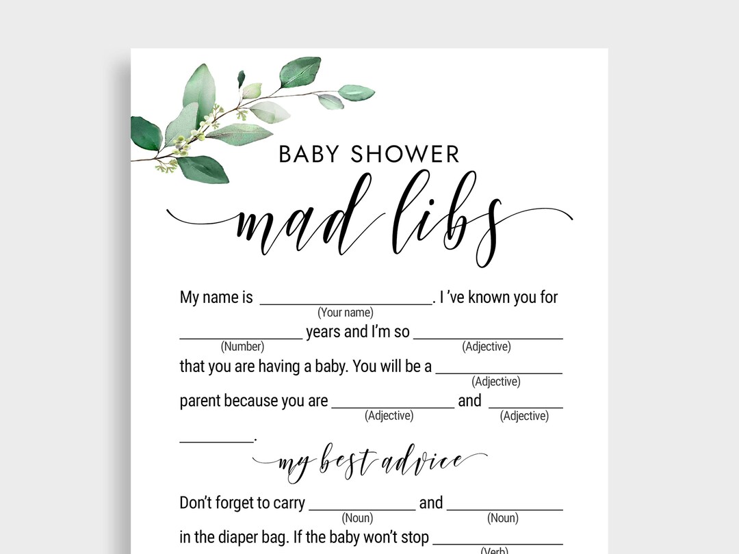 Printable Baby Shower Mad Libs Game Baby Shower Game Mad Libs Shower ...