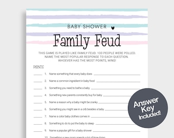 Juego de Baby Shower Family Feud, género neutro (descarga digital)