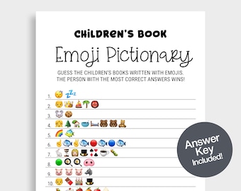 Children's Book Emoji Pictionary, Baby Shower Game (Instant Download) DBF6