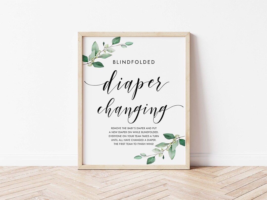 Blindfolded Diaper Changing Baby Shower Game Sign Boy Girl Baby Shower