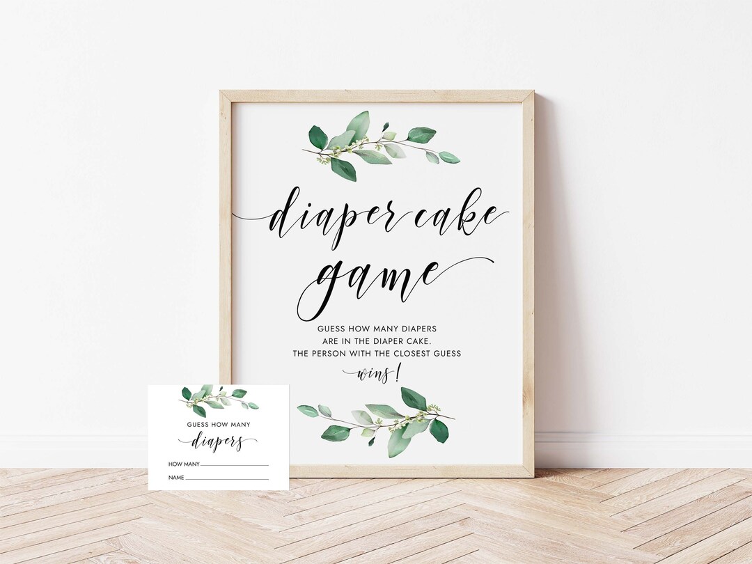 Guess How Many Diapers in the Diaper, Boy Girl Neutral Baby Shower