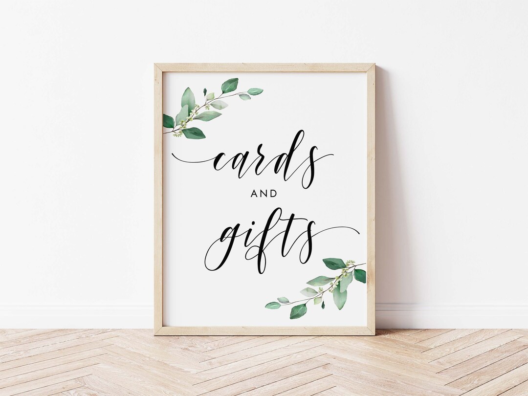 Cards and Gifts Sign | Greenery Wedding Shower Printable (PDF) - Etsy