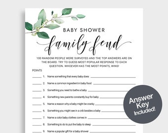 Baby Familie Fehde Spiel Gender Neutral Printable Greenery Baby Shower Spiel Baby Fehde Spiel Spaß Baby Shower Spiel Digitaler Download KMX2