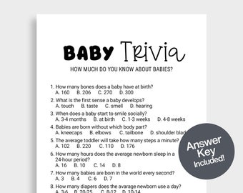 Baby Trivia Game Baby Shower Trivia Baby Shower Party Game Cards Baby Shower Games Printable Cards