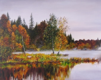 Autumn Landscape Painting Oil, Fall Forest Painting Original Landscape, Autumn Trees Painting, Fall Tees Wall Art, Nature Painting Landscape