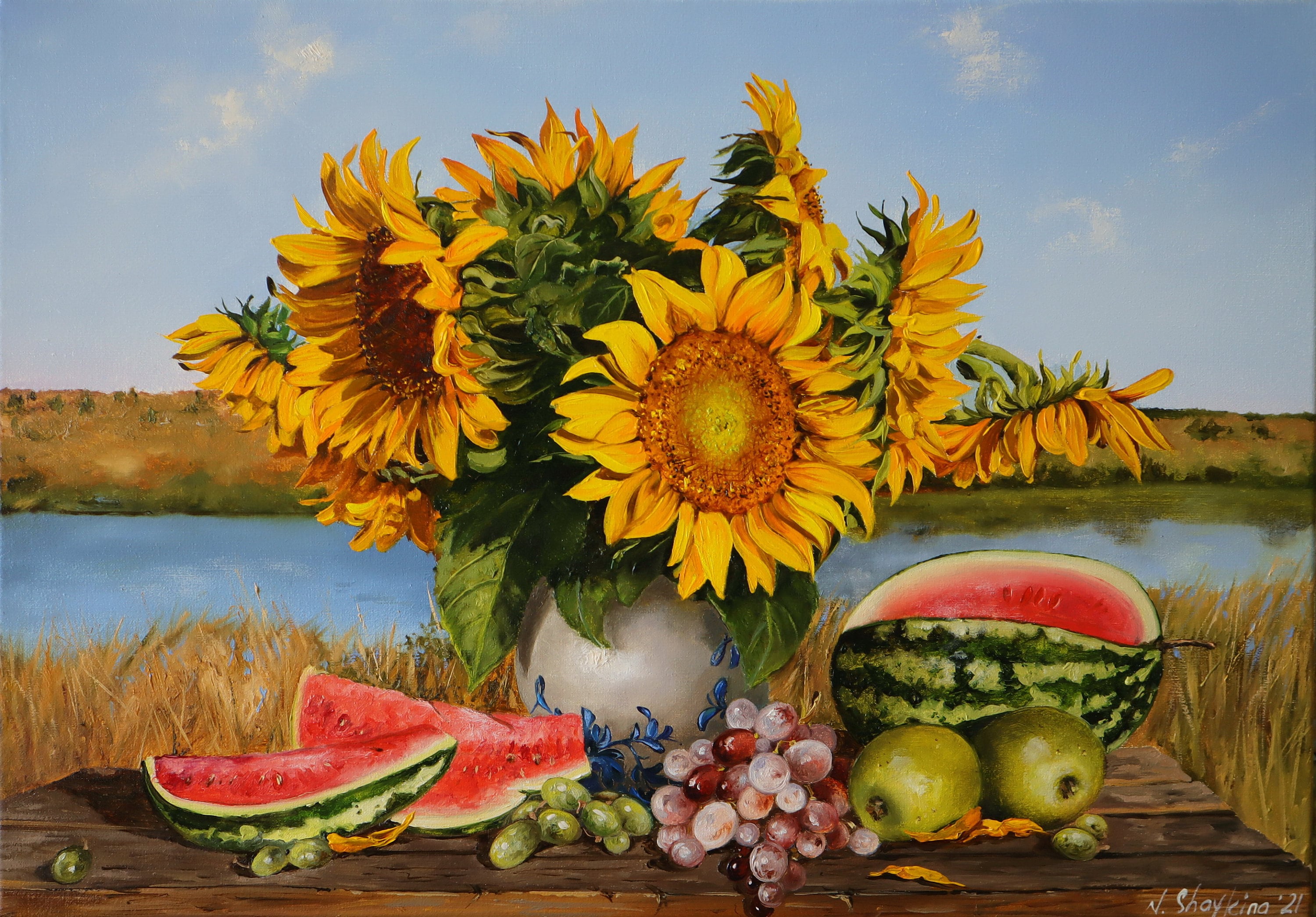 Framed 3D Textured Wall Art – Vintage Country Floral Landscape, 12x16 Inch, Wood Frame - View #3