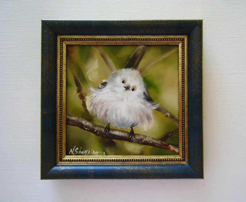 Funny Bird Art Original Painting Oil Small Painting in Frame | Etsy