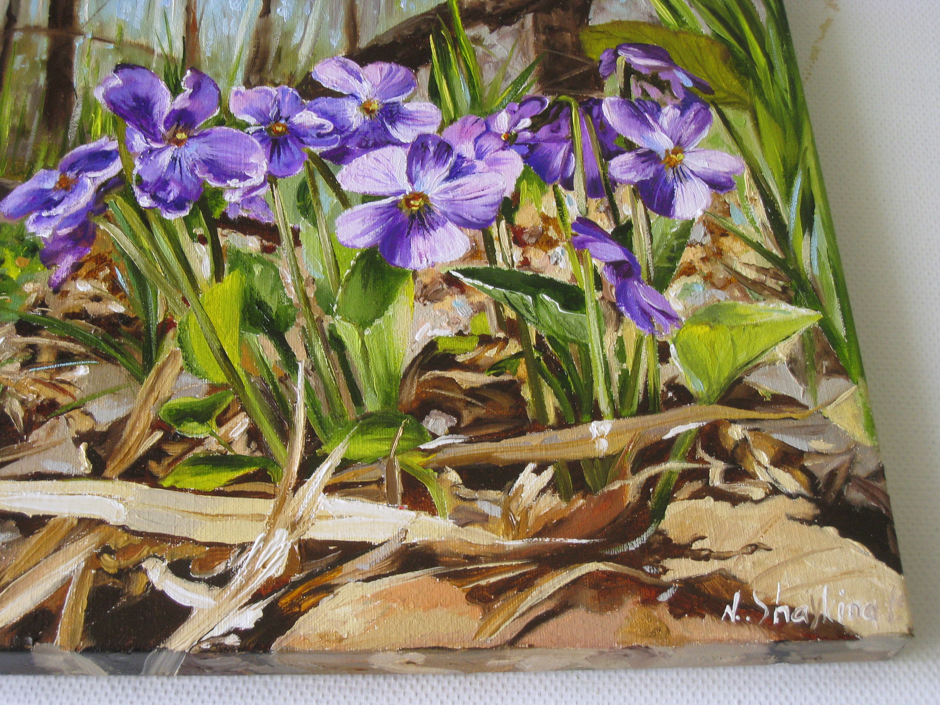 Wild Violets Original Oil Painting on Canvas Violet Flowers Etsy Hong