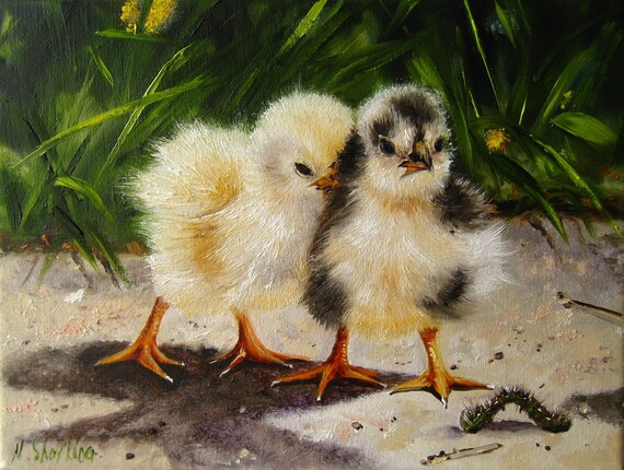 Two Chickens Original Oil Paintings on Canvas, Baby Chicks, Contemporary  Farm Art, Hens, Nursery Wall Art, Easter Decoration, Family Gifts - Etsy