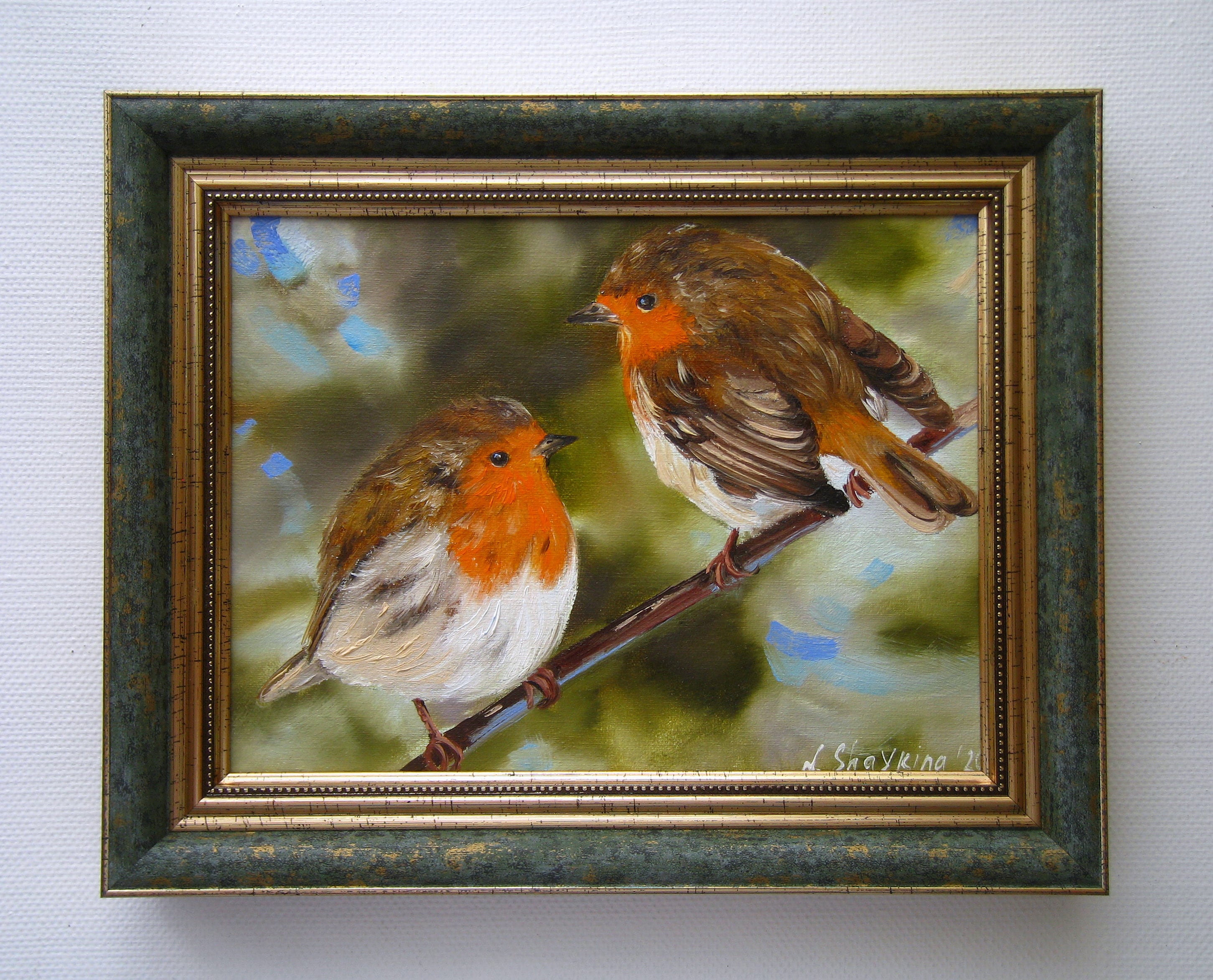 ROBIN BIRDS PAINTING Original Oil Canvas Art Small Painting Etsy
