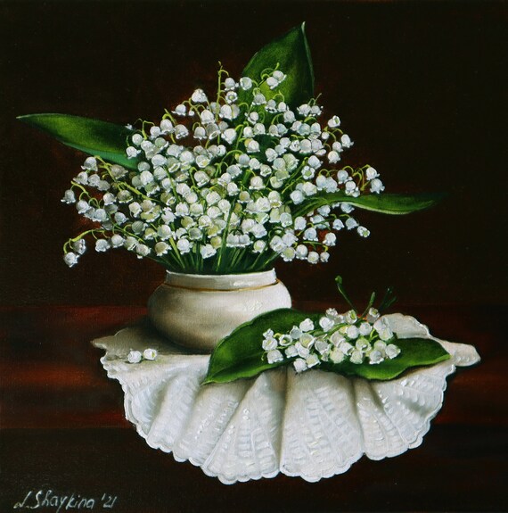 Lily of the Valley Painting White Flowers Painting Original Etsy