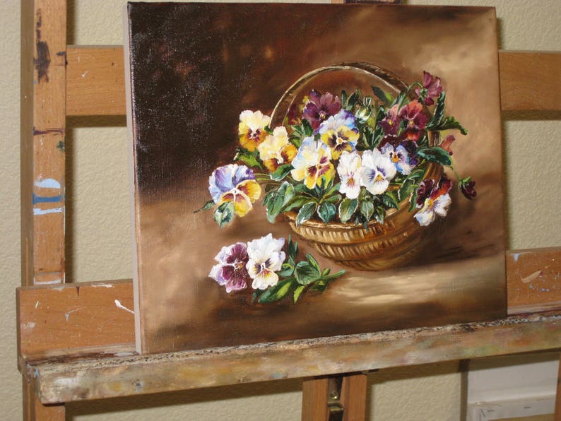 Viola Flowers Small Painting Original Violas Oil Painting on Etsy