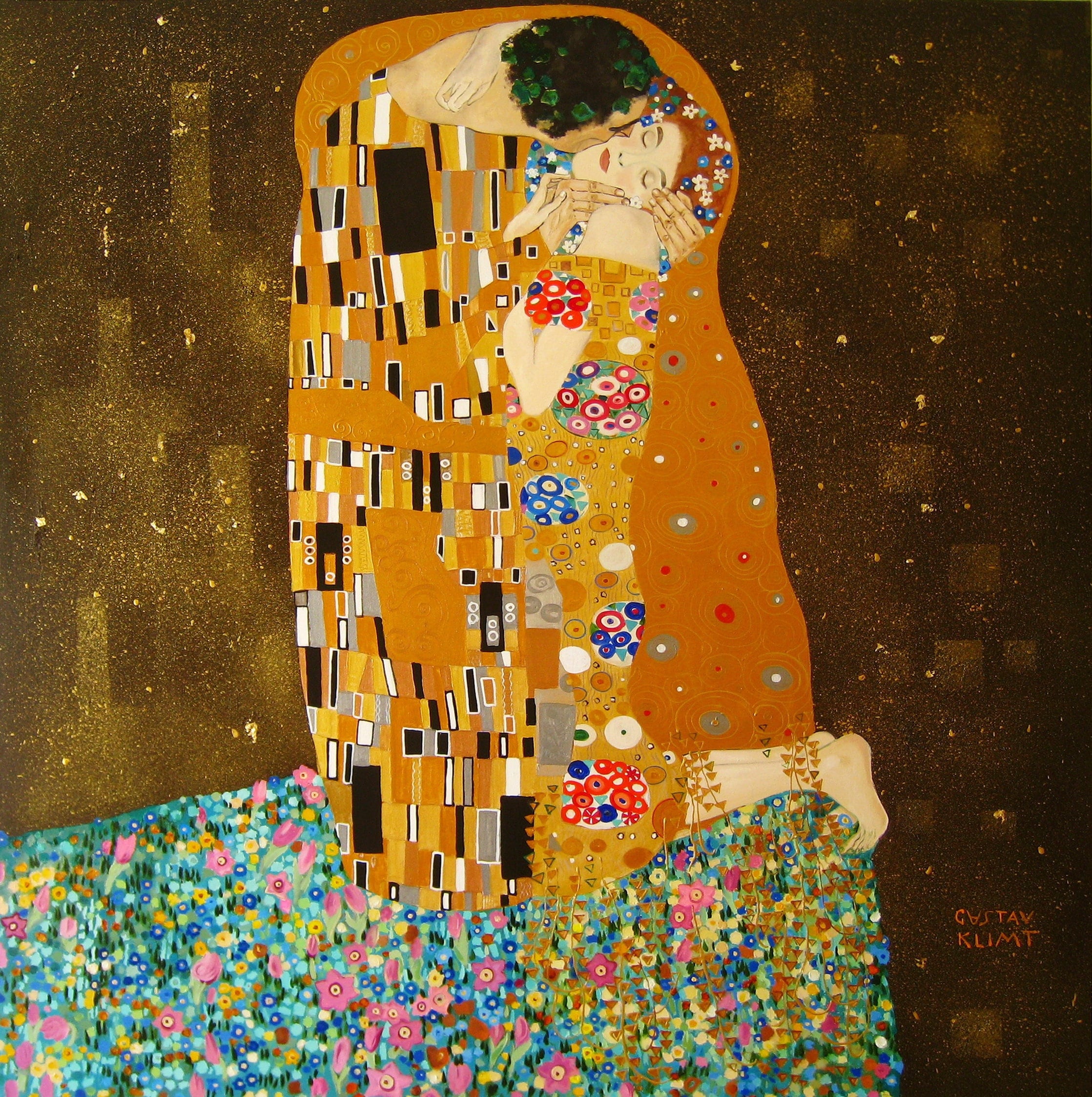 Handmade Oil Painting on Canvas: Gustav Klimt's the Kiss Reproduction ...