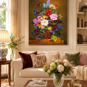 Original Flowers Oil Painting, Hand-Painted Floral Still Life Canvas Art image 2