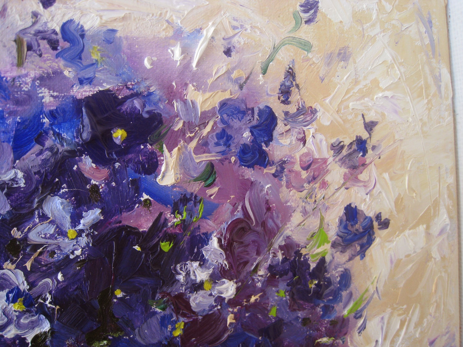 Violets Floral Oil Painting Canvas Art Original Flowers Etsy