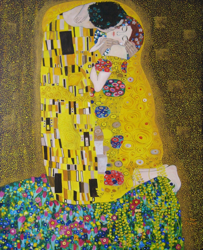Gustav Klimt the Kiss Oil Painting Reproduction Klimt painting | Etsy
