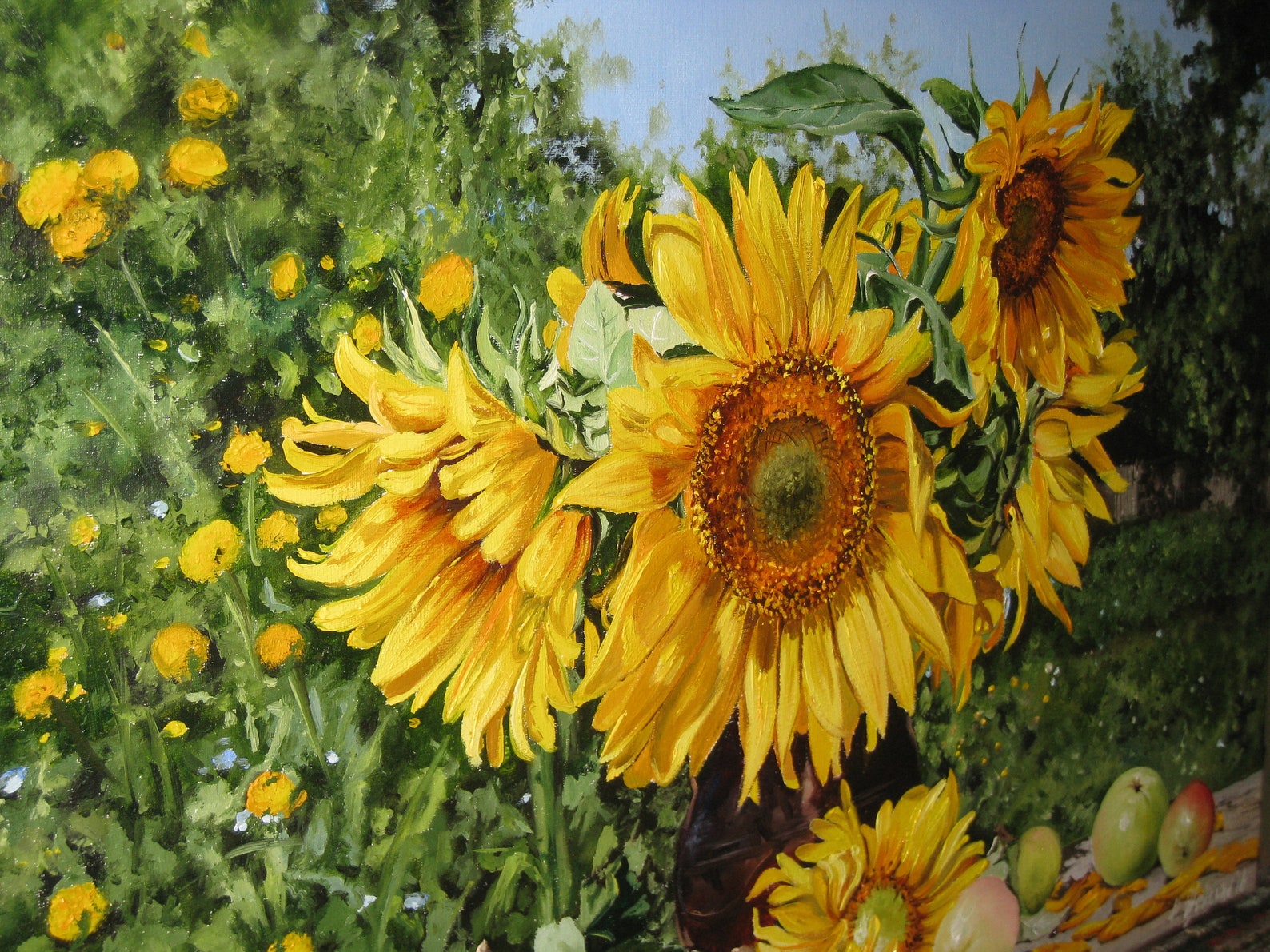 Sunflower Painting Oil Painting of Sunflowers Floral Still Etsy