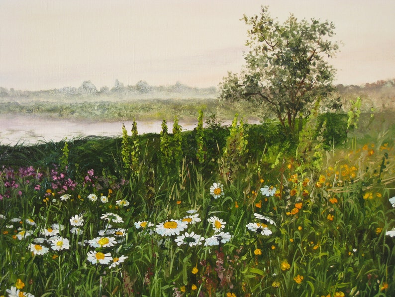 Oil Painting Original Meadow Landscape Wall Art landscape Etsy