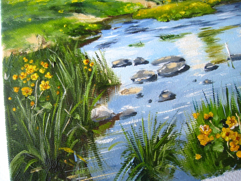 Spring Landscape Painting Green Landscape Art Lake Painting Etsy