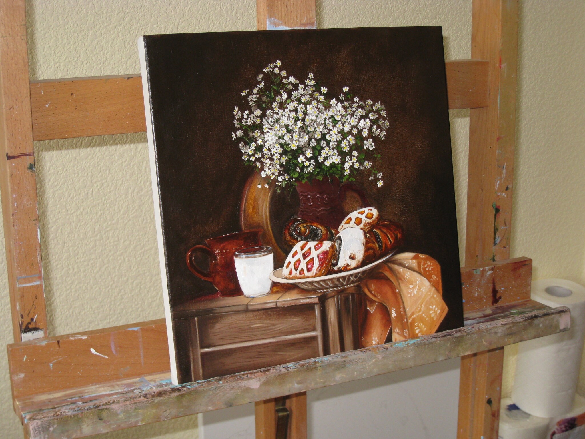 Kitchen Wall Art Paintings Food Custom Painting White Flowers Etsy